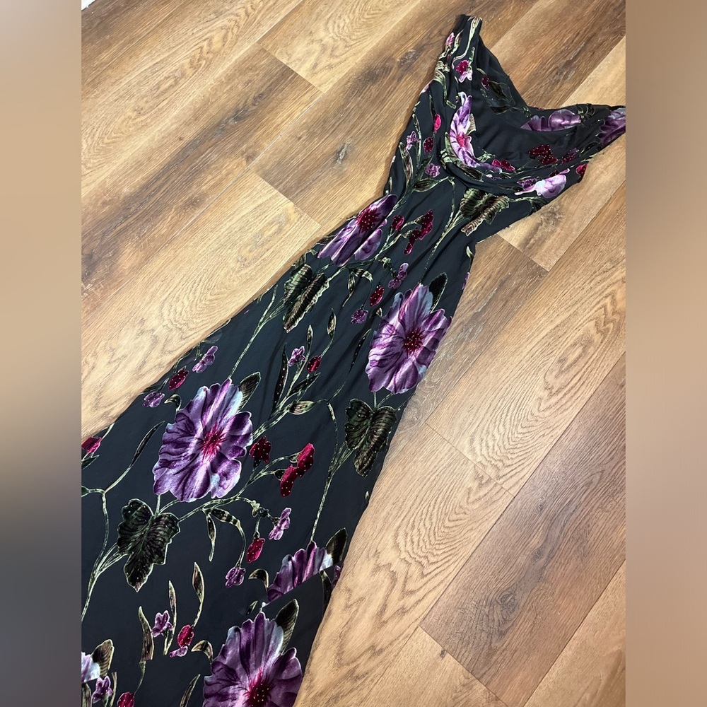 Vintage Y2K Silk Beaded Dress Velvet Burnout Dress Floral Vintage Beaded Dress - Picture 3 of 11